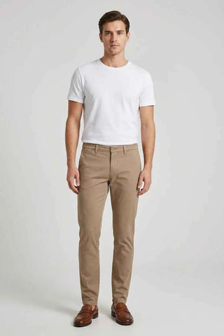 Beżowe Chinosy Męskie Slim Fit