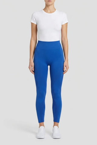 Damskie niebieskie legginsy sportowe seamless