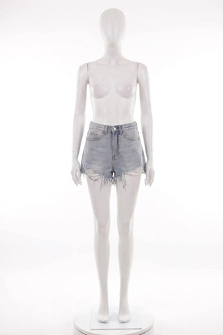 Damskie Jasnoniebieskie Szorty z Przetarciami