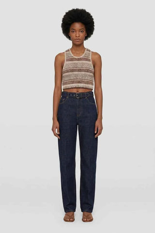 Krotki Top Halter w Paski Boho