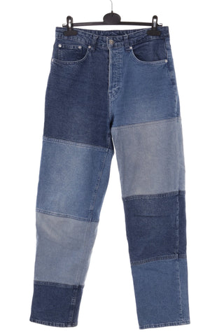 Damskie spodnie jeansowe patchworkowe