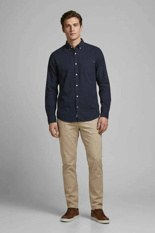 Męska Koszula Casualowa Button-Down Granatowa